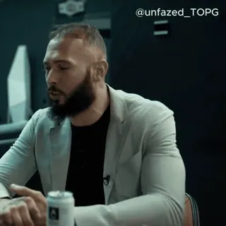 😯 1a54860e @unfazed_TOPG uomo, barba, completo, intervista, influencer telegram sticker