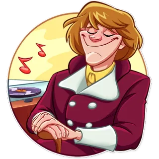 🎵 f107902d 음악, 듣기, 만화, 휴식, 턴테이블 telegram sticker