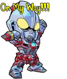 😅 ff982c94 On My Way!!! 奥特曼, 机器人, Q版, 在路上 telegram sticker