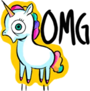 🐴 4a55d674 OMG 유니콘, OMG, 만화, 웃긴, 스티커, 표정 telegram sticker