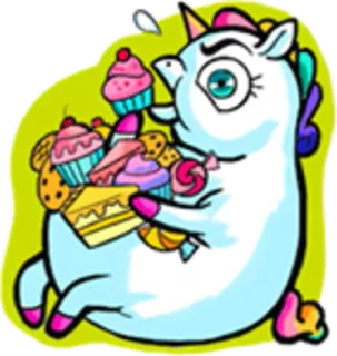 🐴 892c0ef5 유니콘, 컵케이크, 과자, 디저트, 만화, 판타지, 귀여운 telegram sticker