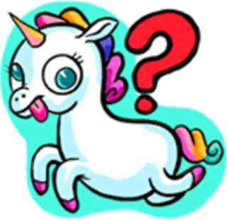 🐴 ba2ab89e 유니콘, 물음표, 만화, 스티커, 귀여운, 동물, 판타지 telegram sticker