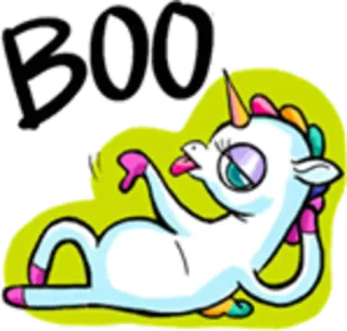 🐴 d9f73ed8 BOO 유니콘, 스티커, 만화, 판타지, 마법, 웃긴, 귀여운, 누워있는 telegram sticker