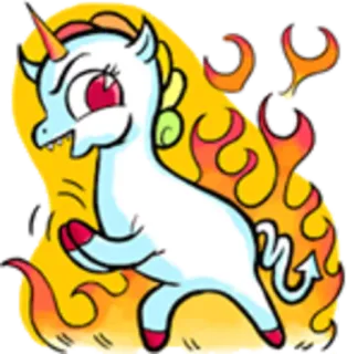 🐴 e45960d1 유니콘, 악마, 만화, 마법, 동물, 악마, 신화 속 생물, 불 telegram sticker