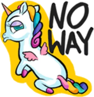 🐴 fae643d2 NO WAY 유니콘, 말도 안돼, 스티커, 만화, 웃긴, 귀여운, 표정 telegram sticker