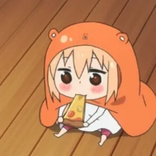 🍡 e89e305b Umaru Doma Himouto! Umaru-chan Anime, Chibi, Umaru, Pizza, Lindo, Dibujos animados whatsapp sticker