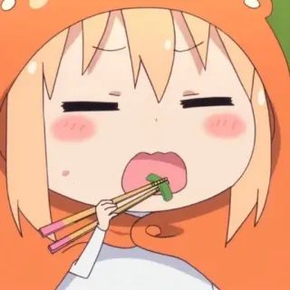 🍣 59b5ad92 Umaru Doma Himouto! Umaru-chan umaru, anime, manga, cartoon, schattig, eten, eetstokjes whatsapp sticker
