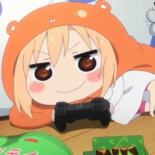 🍤 62408a26 Umaru Doma Himouto! Umaru-chan Anime, Umaru, Gaming, Controller, Cartoon, Leuk, Gamer whatsapp sticker