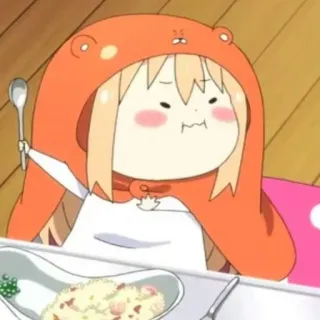 🍣 d9cb3a0a Umaru Doma Himouto! Umaru-chan anime, manga, umaru, schattig, grappig, oranje hoodie whatsapp sticker