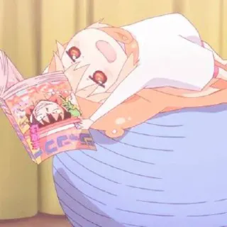 🍡 e5ef68f8 anime, cartoon, reading, relaxed, cute telegram sticker