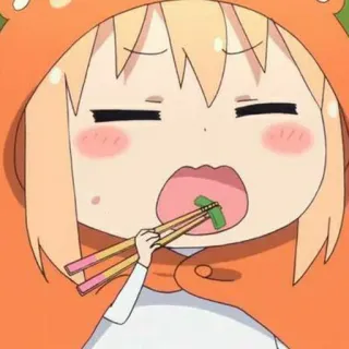 🧇 0994b4c0 Umaru Doma Himouto! Umaru-chan umaru, anime, manga, cute, eating, chopsticks, himouto umaru-chan telegram sticker