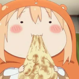 🧇 dce57460 Umaru Doma Himouto! Umaru-chan anime, cartoon, eating, food, pizza telegram sticker