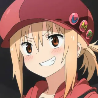 🧇 fae8e5e8 anime girl, cartoon character, smiling, red hat telegram sticker