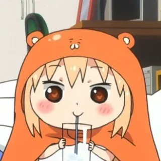 🍊 6b80946a Umaru Doma Himouto! Umaru-chan anime, cartoon, girl, cute, umaru, drinking, hoodie, bear hoodie telegram sticker
