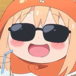 🍊 f5f99a53 Umaru Doma Himouto! Umaru-chan anime, umaru doma, sunglasses, drink, cute telegram sticker