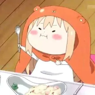 🎐 a0a9a395 Umaru Doma Himouto! Umaru-chan Anime, Manga, Umaru, Słodkie, Kawaii, Jedzenie, Łyżka, Pomarańczowa bluza whatsapp sticker