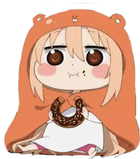 😋 40488610 Umaru Doma Himouto! Umaru-chan 애니메이션, 우마루, 귀여운, 도넛, 치비 telegram sticker