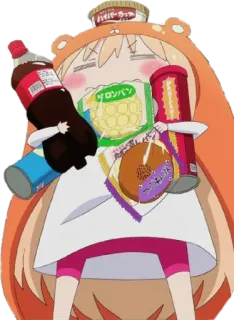 😚 9acc0542 Umaru Doma Himouto! Umaru-chan 애니메이션, 캐릭터, 우마루, 두마, 간식, 음식, 귀여운 telegram sticker