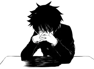 ☹ 07a03ec3 アニメ, 漫画, 悲しい, エモ, 白黒 telegram sticker