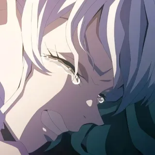 🙂 bc676e46 Anime, Chorando, Triste, Cabelo Branco, Emocional, Lágrimas telegram sticker