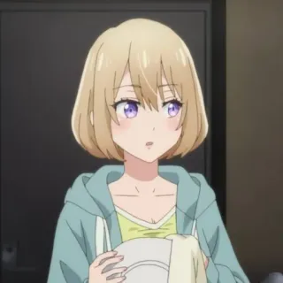 💛 38afc054 anime, gadis, kartun, rambut pirang, mata ungu, imut whatsapp sticker