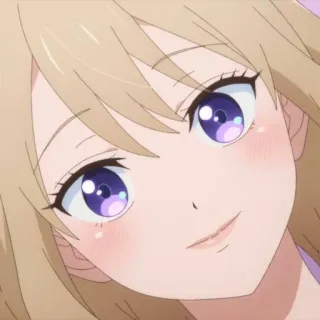 💛 3930ac3c Anime, Gadis, Lucu, Karakter, Rambut pirang, Mata ungu whatsapp sticker