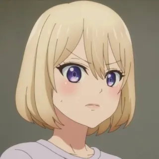 💛 715abfe2 Anime, Karakter, Gadis, Rambut pirang, Mata ungu, Marah whatsapp sticker