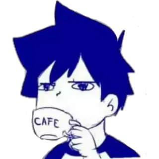 ☕️ 9a4a0418 CAFE 咖啡厅, 咖啡, 饮用, 人物, 动漫风格 telegram sticker