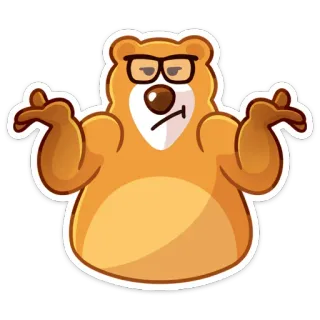🤷‍♂ 4a168af9 orso, alzata di spalle, domanda, cartone animato, animale, occhiali telegram sticker