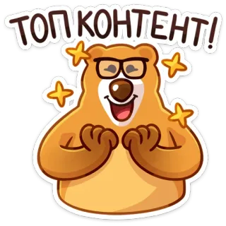👍 672abbd9 ТОП КОНТЕНТ! orso, felice, occhiali, stelle, carino, contento, top telegram sticker