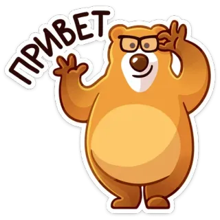 👋 c18adfdf ПРИВЕТ gấu, xin chào, tiếng Nga, lời chào, hoạt hình, nhân vật, kính telegram sticker