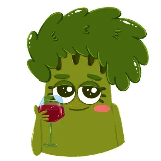 🍷 1786c06f bông cải xanh, hoạt hình, đồ uống, rượu vang, rau, dễ thương telegram sticker
