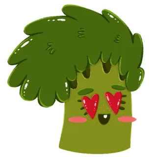 😍 b3d8ecf9 bông cải xanh, rau, thức ăn, dễ thương, kawaii, mắt trái tim telegram sticker