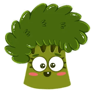 😀 b6068e50 bông cải xanh, rau, hoạt hình, thức ăn, dễ thương, thực vật, lành mạnh, nhãn dán telegram sticker