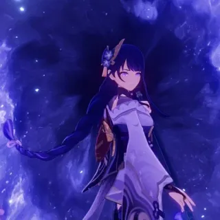 👾 31fdba04 Raiden Shogun Genshin Impact Anime, Genshin Impact, Raiden Shogun, Personagem de videogame, Roxo, Fantasia telegram sticker