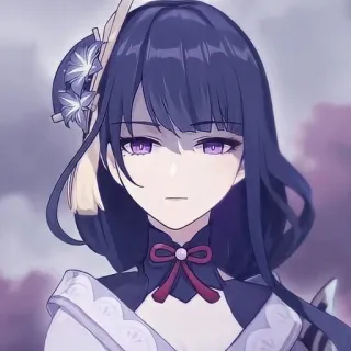 👾 55bc1143 Raiden Shogun Genshin Impact Anime, Raiden Shogun, Genshin Impact, Personagem de videogame, Mulher, Cabelo roxo telegram sticker