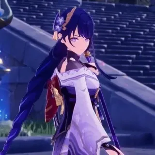 👾 8bd16d4a Raiden Shogun Genshin Impact Personagem de anime, Video game, Feminino, Cabelo roxo, Espada, Raiden Shogun, Genshin Impact telegram sticker