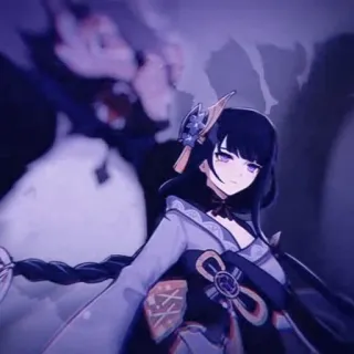 👾 fc327e99 Raiden Shogun Genshin Impact Video game, Anime, Raiden Shogun, Genshin Impact, Roxo, Feminino, Espada telegram sticker