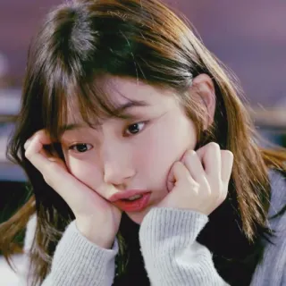 😏 6dac0c0c 女人, 脸, 亚洲, 韩国, 肖像, 女孩, 悲伤, 表情 telegram sticker