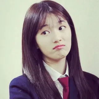 🙁 c1a18b6e 女人, 女孩, 校服, 滑稽表情, 表情, 学生 telegram sticker