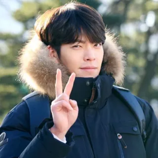 ✌️ f8588a86 男人, 和平标志, 夹克, 冬天, 户外, 肖像 telegram sticker