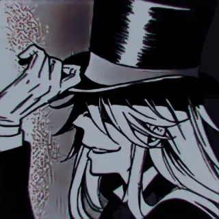 📰 333f8d39 シルクハット, アニメ, マンガ, 白黒, キャラクター telegram sticker