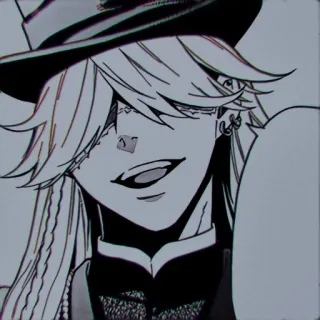🫖 9f9ad53d Undertaker Black Butler アニメ, 漫画, Black Butler, アンダーテイカー, キャラクター, 帽子, 笑顔 telegram sticker