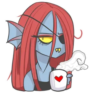 🤨 82dedb62 Undyne Undertale Undertale, postać, ryba, kawa, potwór telegram sticker