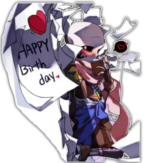 🎂 9590085a HAPPY Birth day kreskówka, szkielet, wszystkiego najlepszego, serce, anime telegram sticker