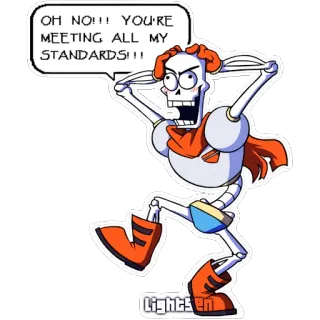 😱 148f5870 Papyrus Undertale OH NO!!! YOU'RE MEETING ALL MY STANDARDS!!! esqueleto, videogame, desenho animado, laranja, padrões, engraçado telegram sticker
