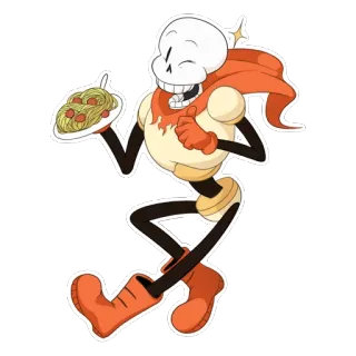 🍝 cb00080c Papyrus Undertale esqueleto, massa, espaguete, videogame, Undertale telegram sticker