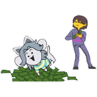 💸 dc8383bf Frisk Undertale undertale, frisk, temmie, jogo, dinheiro telegram sticker