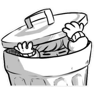 🚮 e1e728d3 lata de lixo, escondido, contentor, lixo, desenho animado, tampa telegram sticker