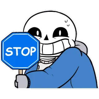 🚨 fa6bcbf4 Sans Undertale STOP placa de pare, esqueleto, videogame, azul, monstro telegram sticker